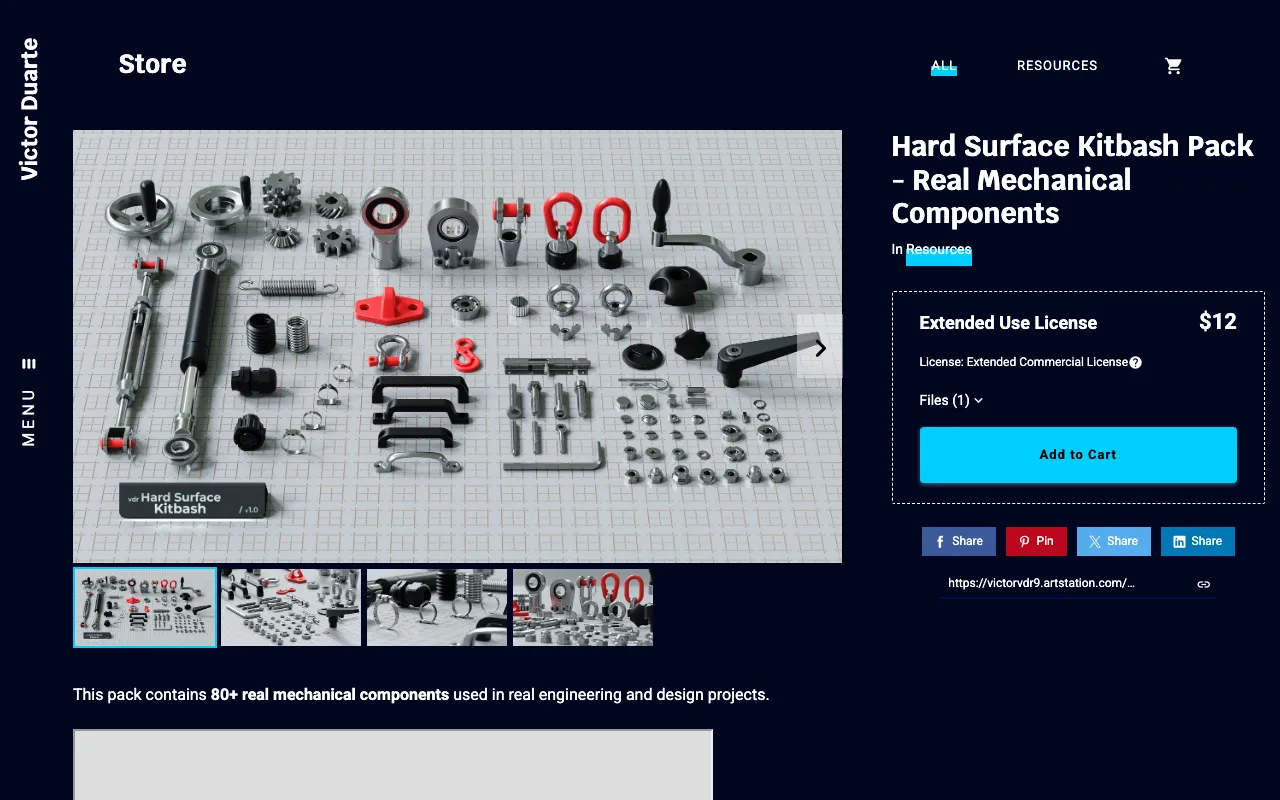 1271 Mechanical Hard Surface Kitbash 3D Assets