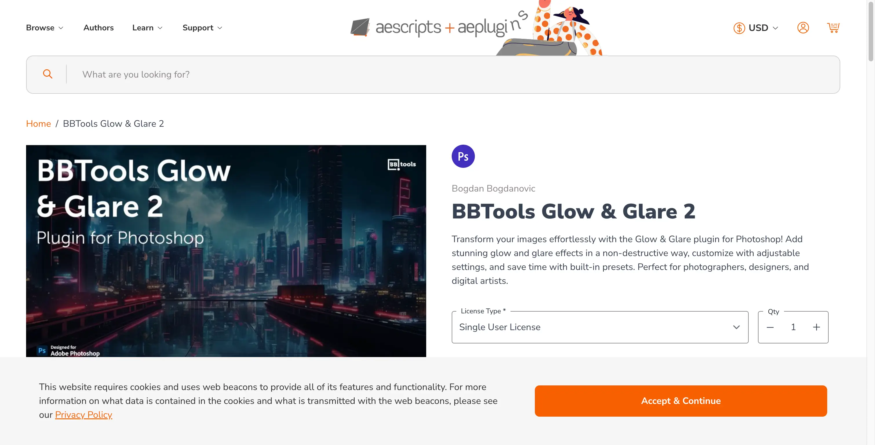 BBTools Glow &amp; Glare 2 - Photoshop Light Effects Plugin