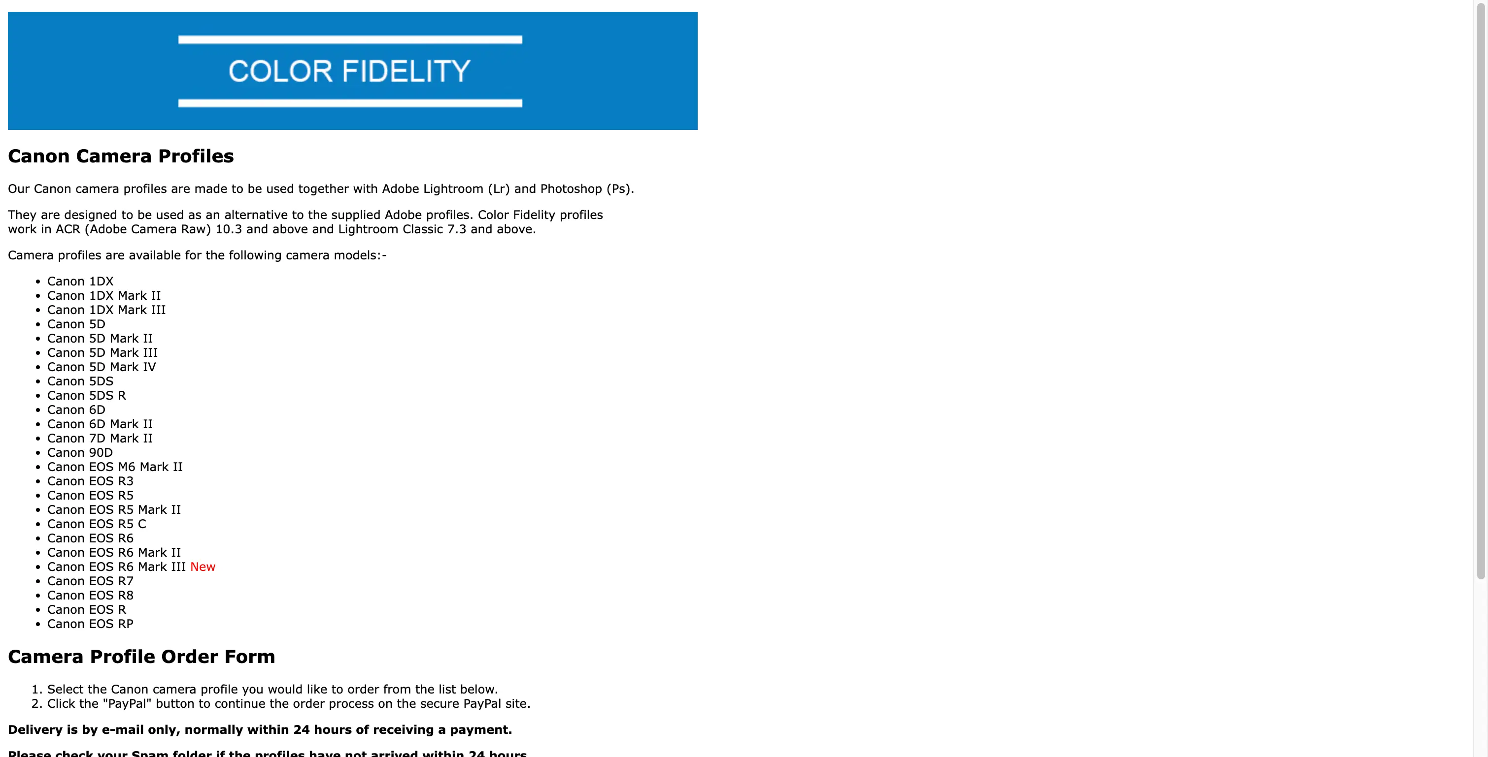 Canon Camera Profiles