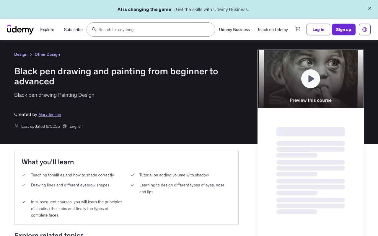Black Pen Drawing and Painting from Beginner to Advanced
