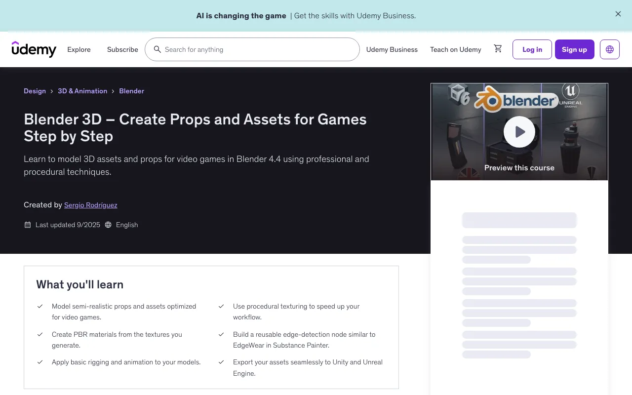 Blender 3D – Create Props and Assets for Games Step by Step