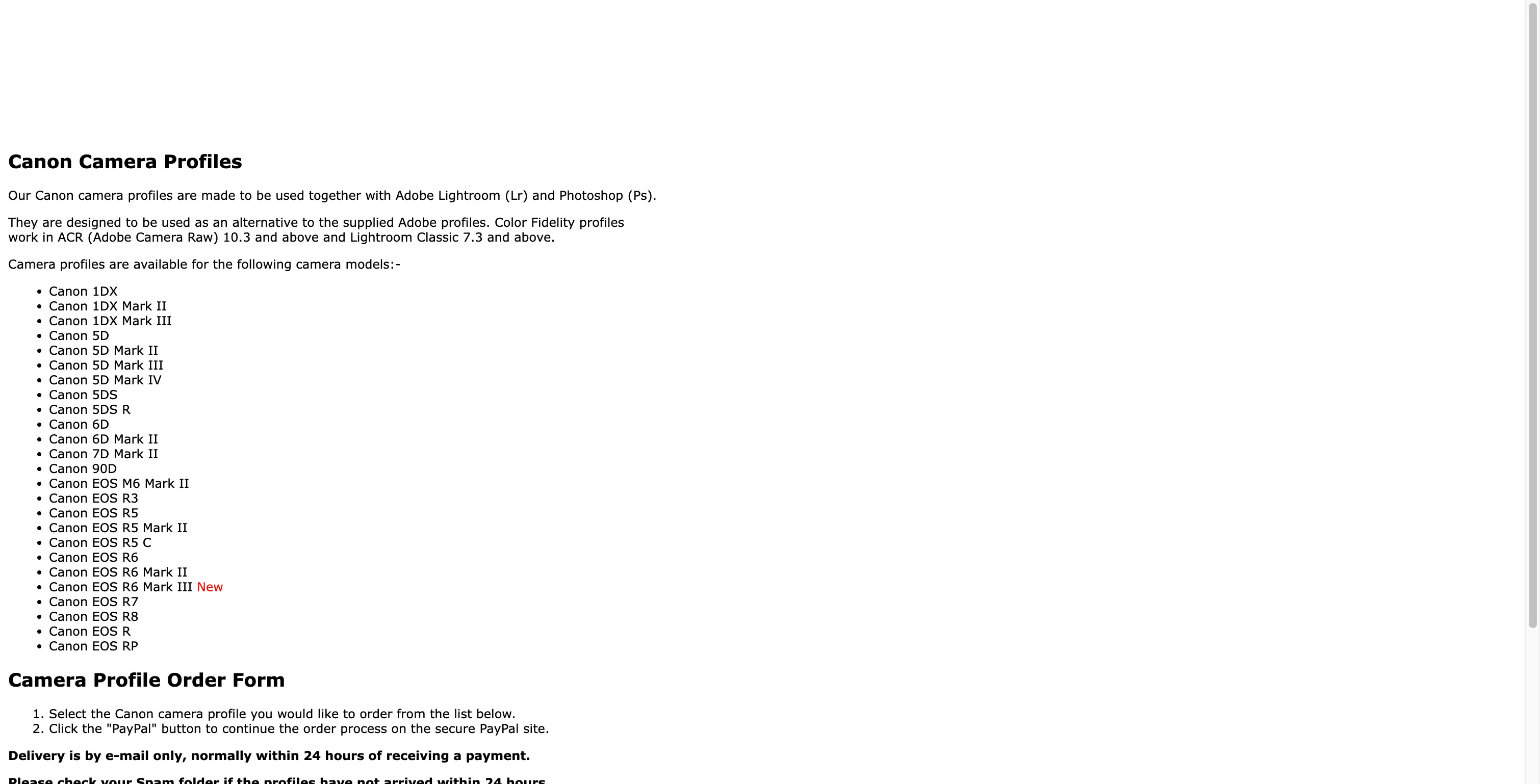 Camera Profiles For Canon R3