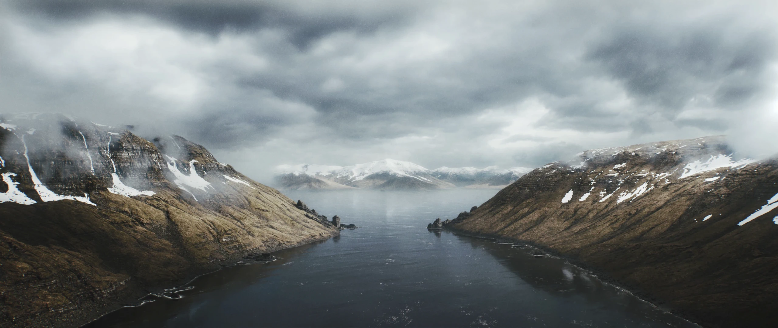 Gaea terrain example showing realistic fjord landscape with natural erosion and geological features