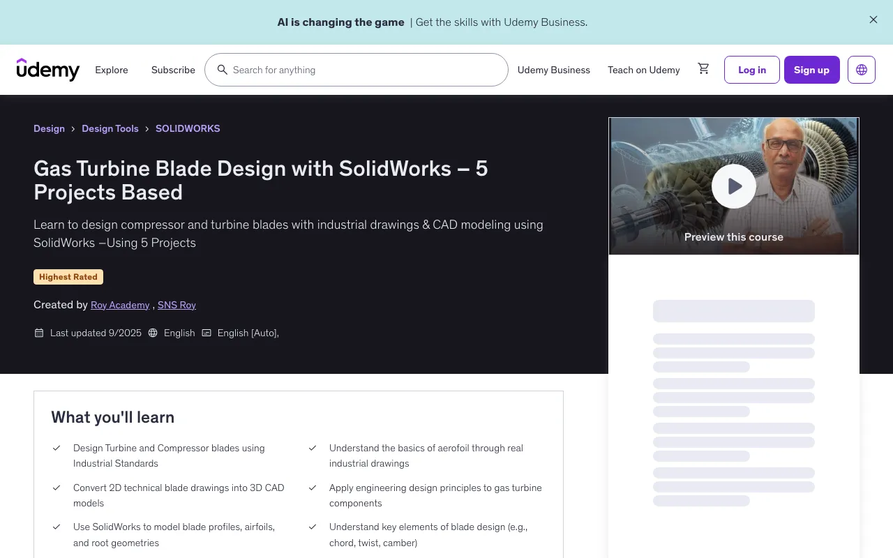 Gas Turbine Blade Design with SolidWorks