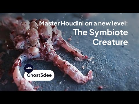 Houdini Vellum Simulation - Symbiote Creature Body Dynamics showing constraint setup and softbody solver configuration