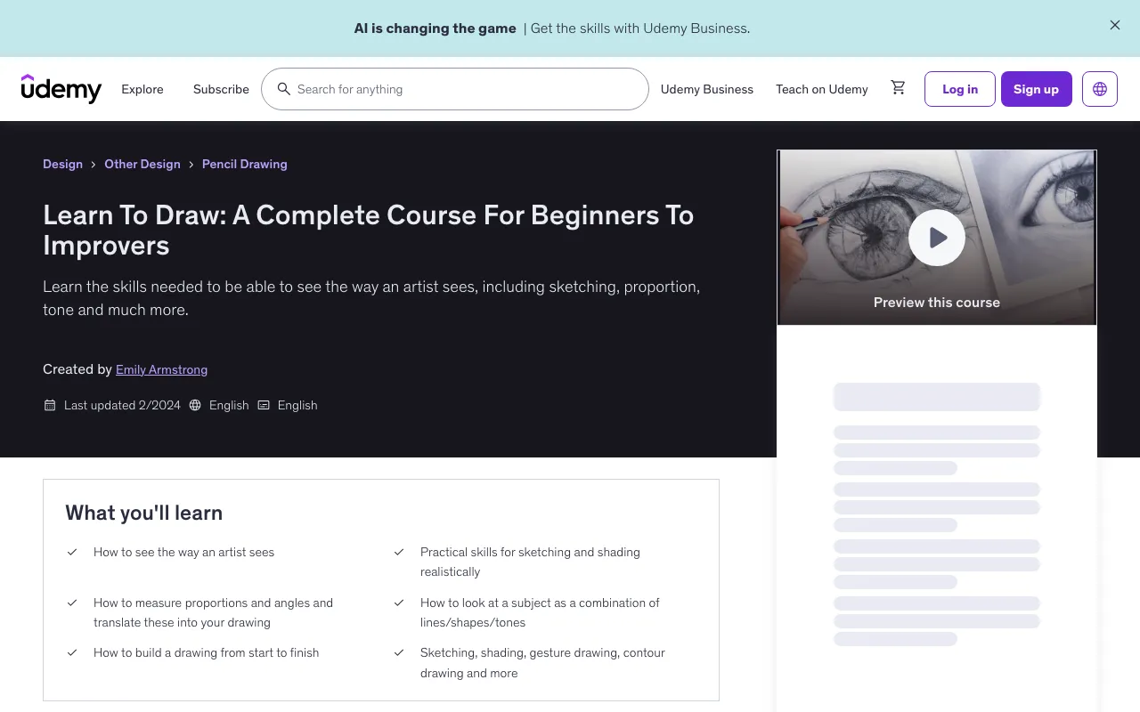 Learn To Draw: A Complete Course For Beginners To Improvers