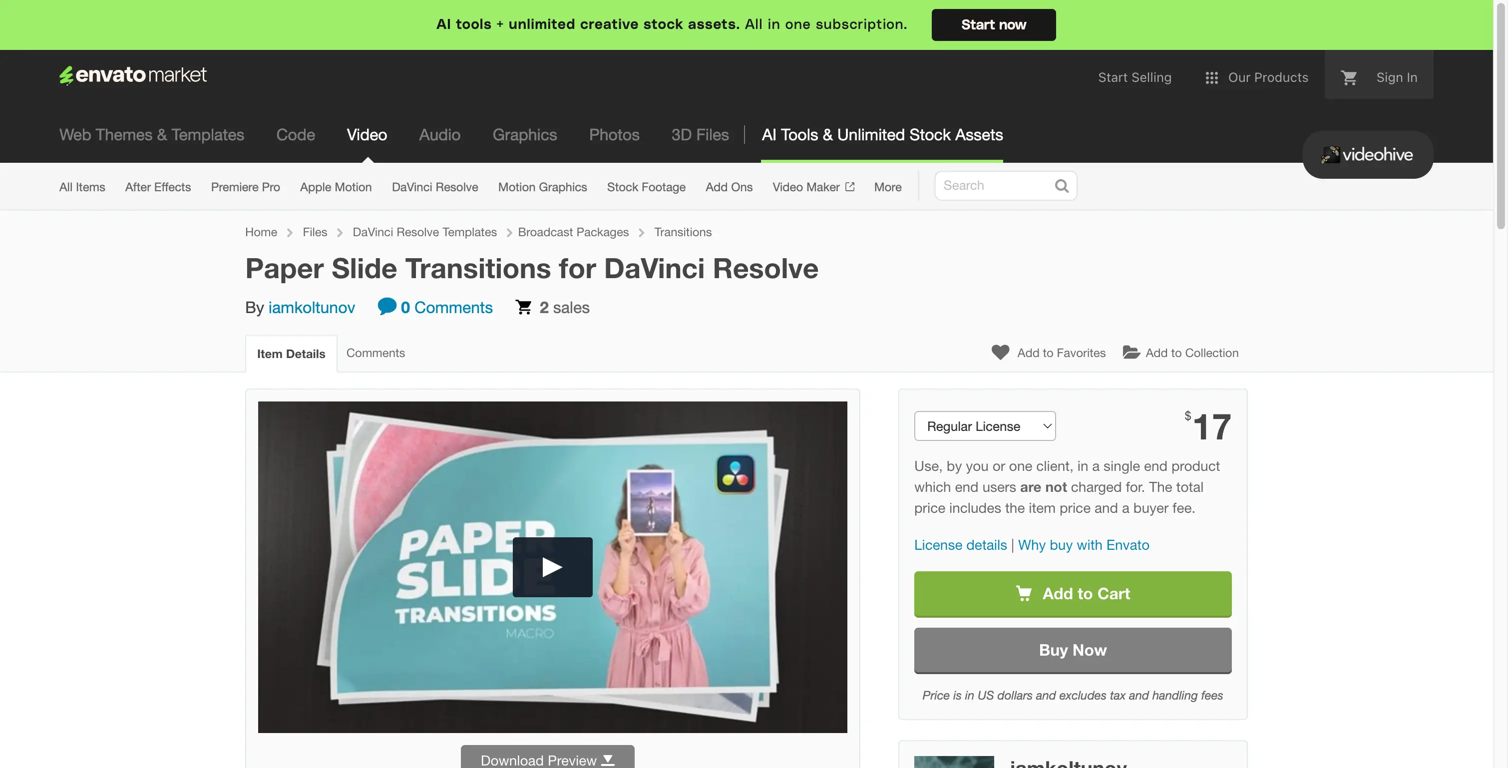 Paper Slide Transitions for DaVinci Resolve - 3D animated page flip video transition effects with realistic paper sliding animation