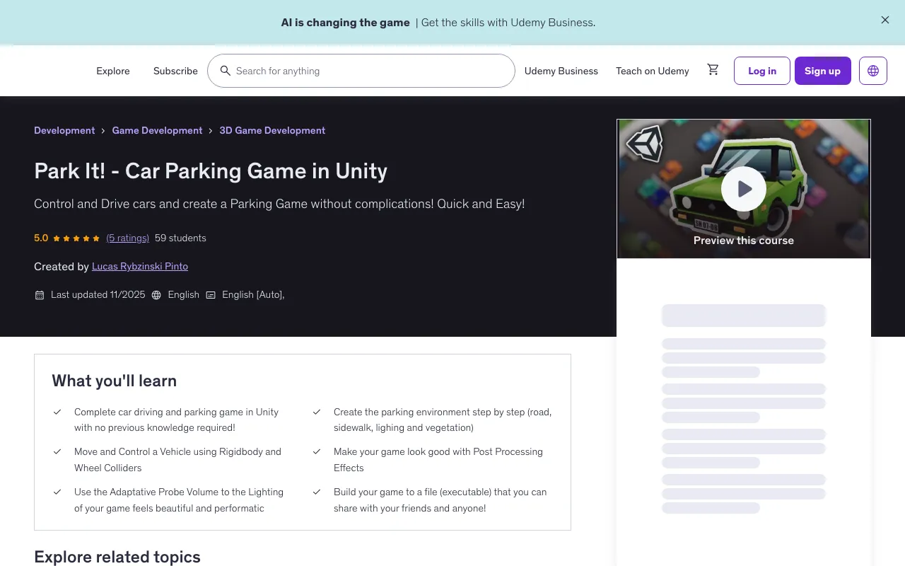 Park It! - Easily Create a Car Parking Game in Unity