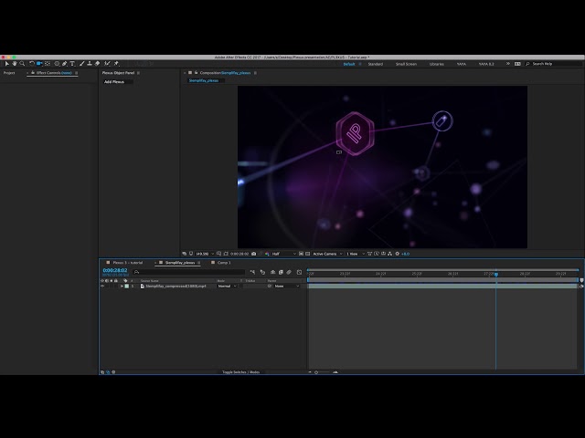 Plexus 3 interface showing advanced particle workflow with point-line-surface rendering in After Effects
