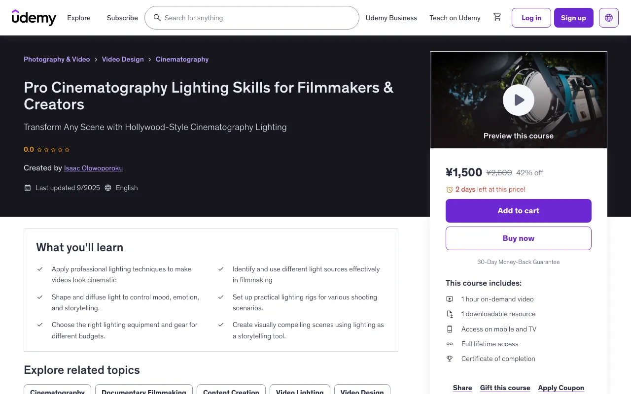 Pro Cinematography Lighting Skills for Filmmakers &amp; Creators