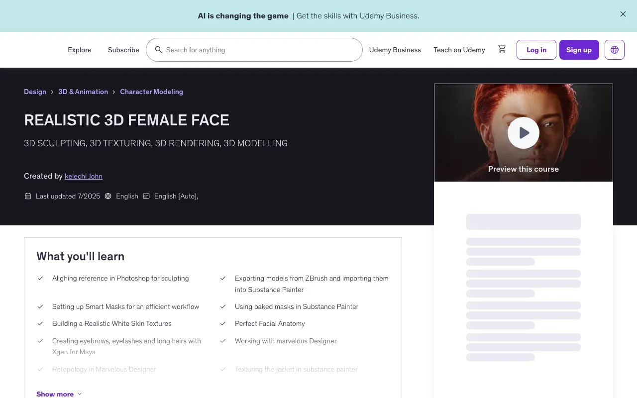 REALISTIC 3D FEMALE FACE
