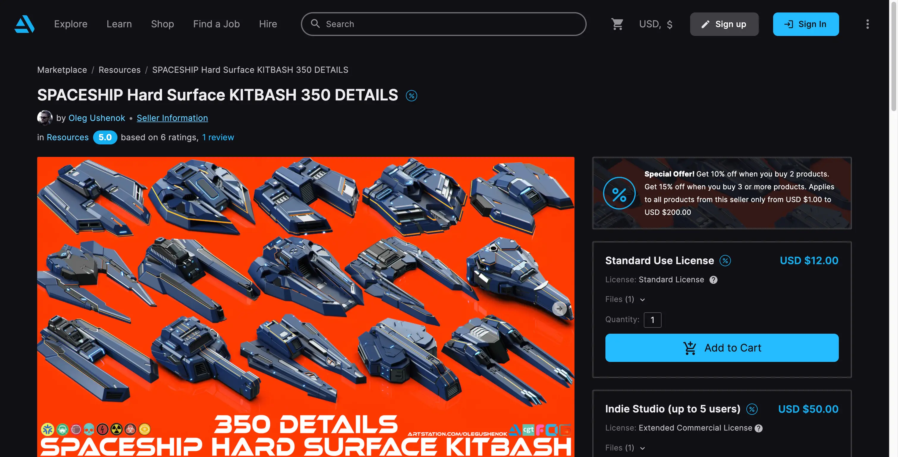 Spaceship Hard Surface Kitbash 350 Details