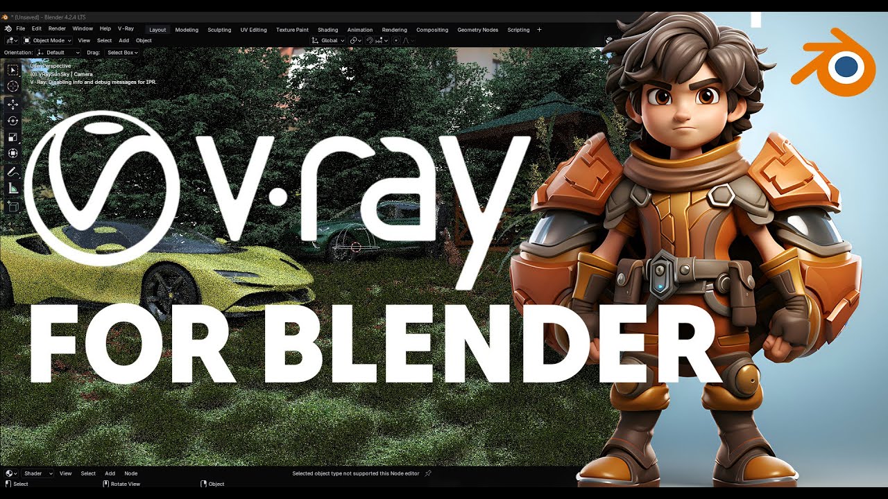 V-Ray for Blender - Professional rendering plugin interface showing photorealistic interior render